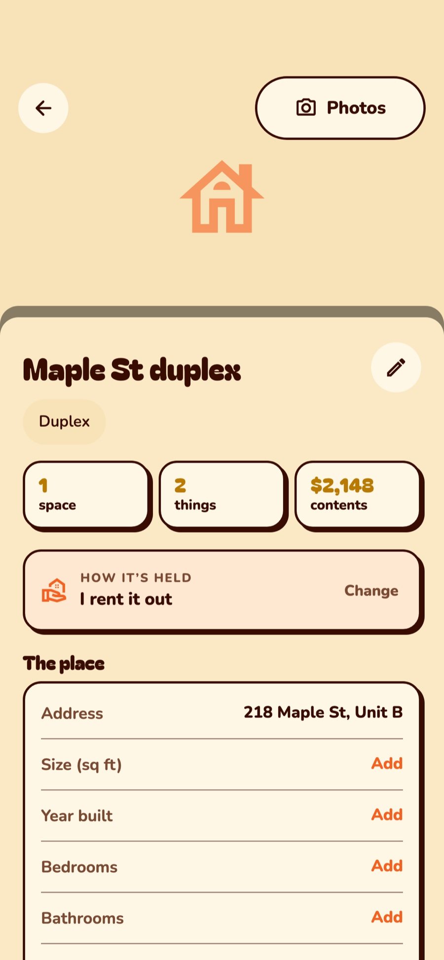 A rental duplex with landlord details