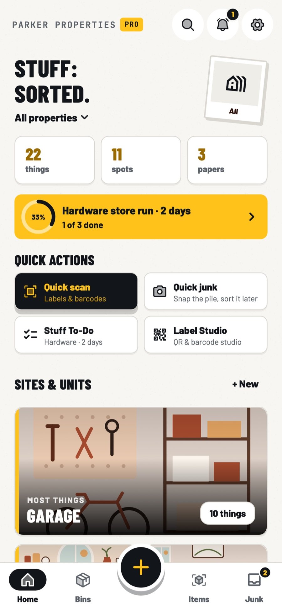 StuffSensei in the Dispatch theme: paper white, graphite and hazard yellow